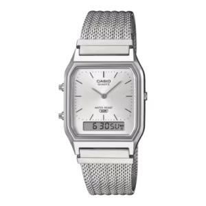 Relógio Casio AQ-230EM-7ADF-SC Vintage Prata Anadigi Aço Unissex