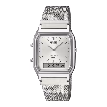 Relógio Casio AQ-230EM-7ADF-SC Vintage Prata Anadigi Aço Unissex