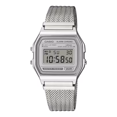 Relógio Casio A158WEM-7DF-SC Vintage Prata Digital Aço Unissex